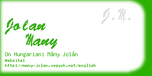 jolan many business card