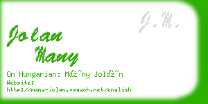 jolan many business card